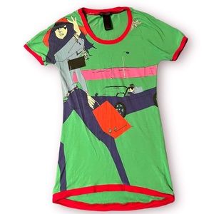 y2k green graphic custo barcelona size 1 shirt